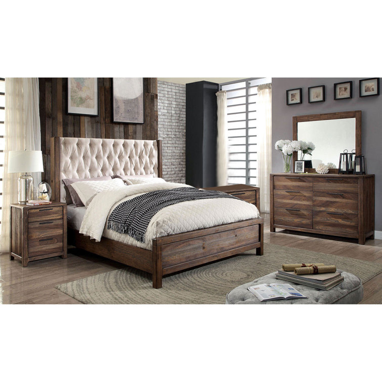 Foundry Select 5 Piece Queen Bedroom Set With Two Night Stand In Rustic